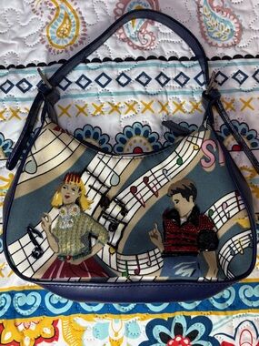 Navy Musical Illustration Shoulder Bag
